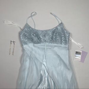 Blonde nites pastel sheer silky dress embroidery